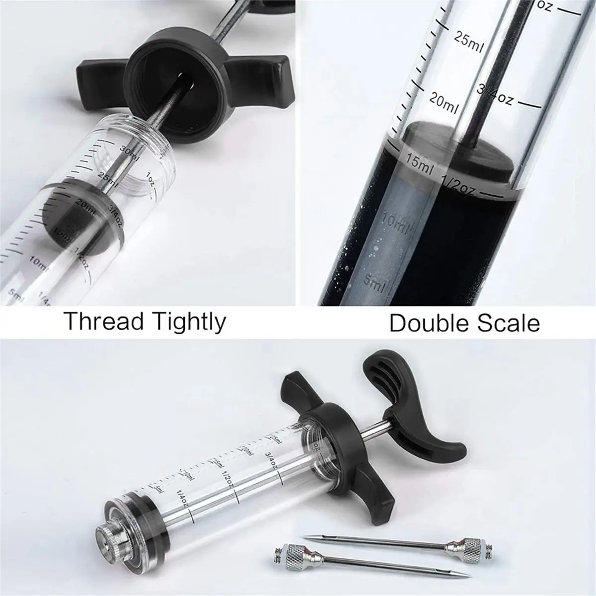 A78I Meat Injector Syringe,Marinade Flavor Injector with 2 Professional Needles