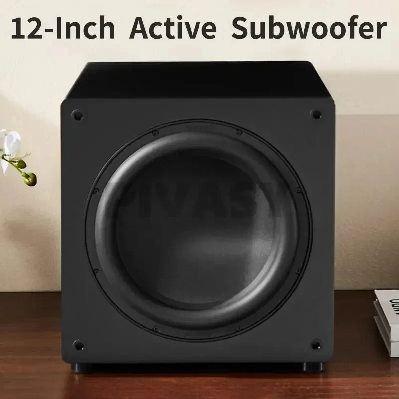 12 Inch High Power Subwoofer Active HiFi Wooden Subwoofer Home Theater Home Audio Echo Gallery TV Computer Stage Speakers