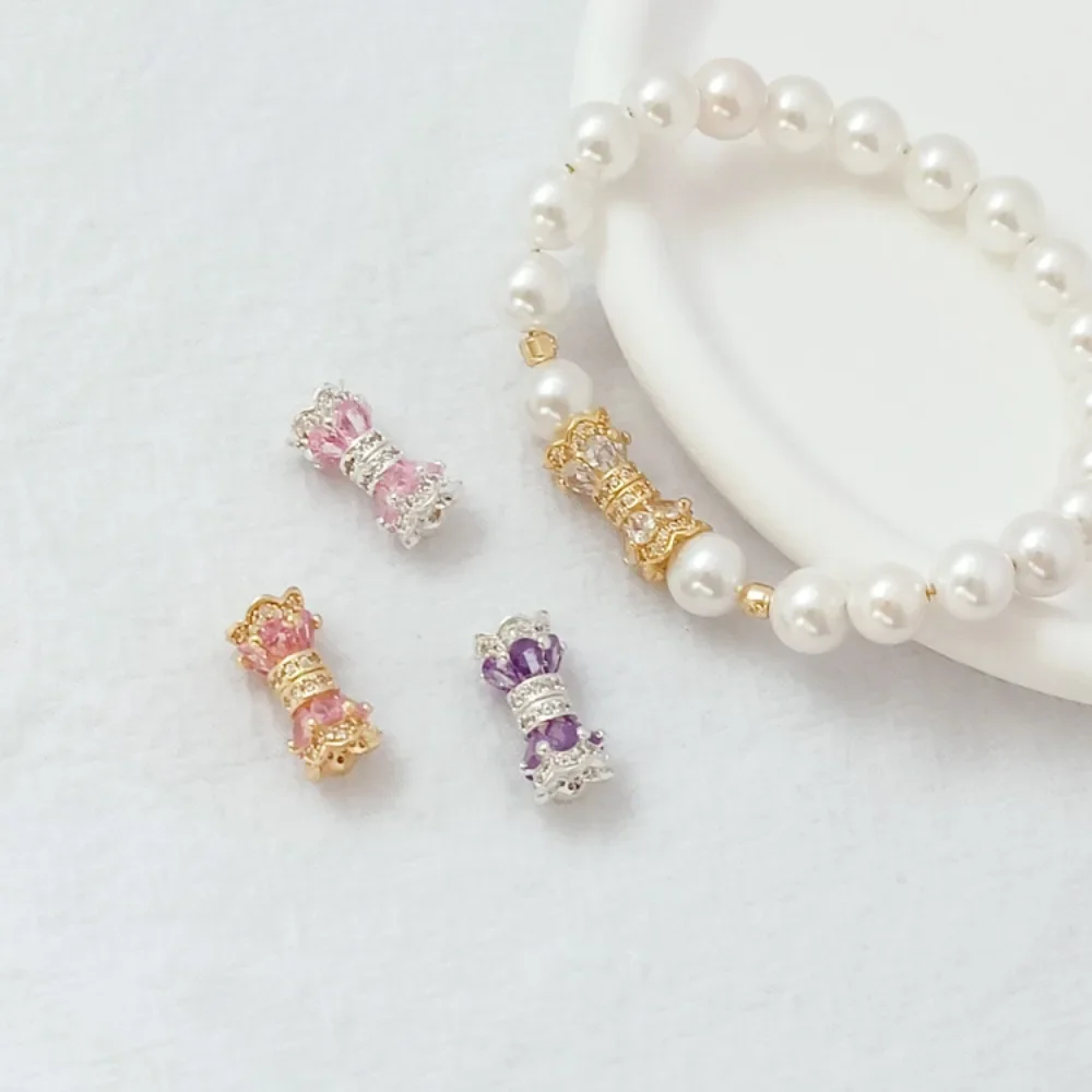 

Silver 14K Gold-encrusted with Zirconium Small Waist Rotating Screw Buckle DIY Handmade Bracelet Necklace Pearl Connecting Buckl