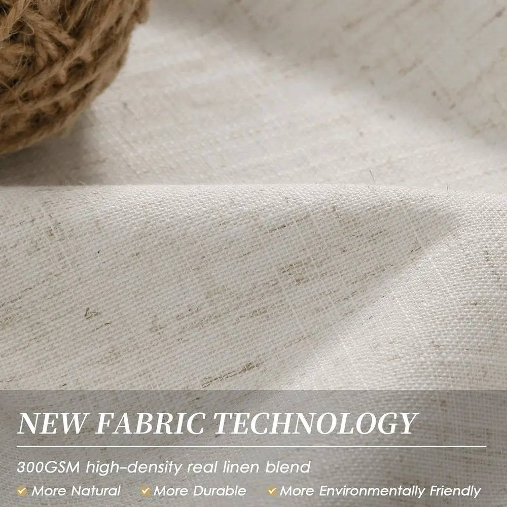 Cream Beige Linen Blackout Curtains, 52x84, 2-Panel Set for Bedroom, 84 Inch Length, Neutral Thermal Insulated Drapes for Living