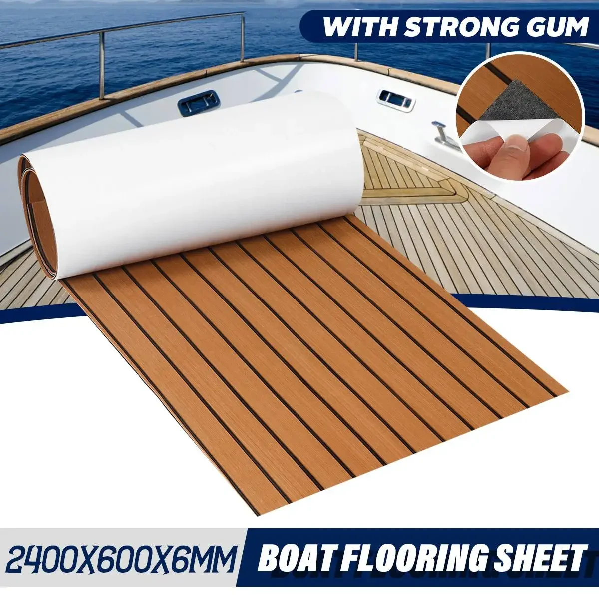 

2400x600x5mm 6mm EVA Foam Boat Flooring Teak Foam Decking for Boats EVA Foam Sheet Marine Flooring Teak Boat Yacht Floor Carpet