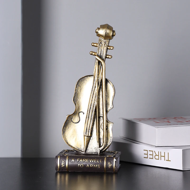 

European Style Wine Cabinet Decorations, Retro Ornaments, Violin Creative Home Decor, Living Room Bookshelf Small Decorations