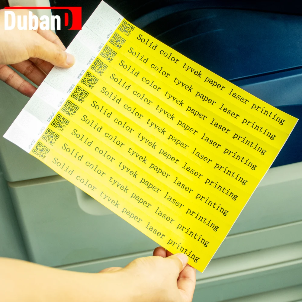 Duband 1000 serial number tyvek colored paper team festival bracelets for events Simple low temperature printing of black logos