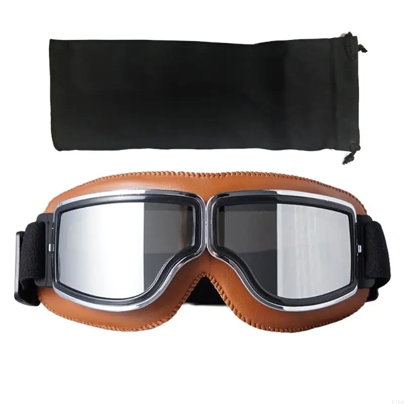 

K1KD Windproof Motorcycle Helmets Glasses Leather Safety Protective Anti-glare Goggle