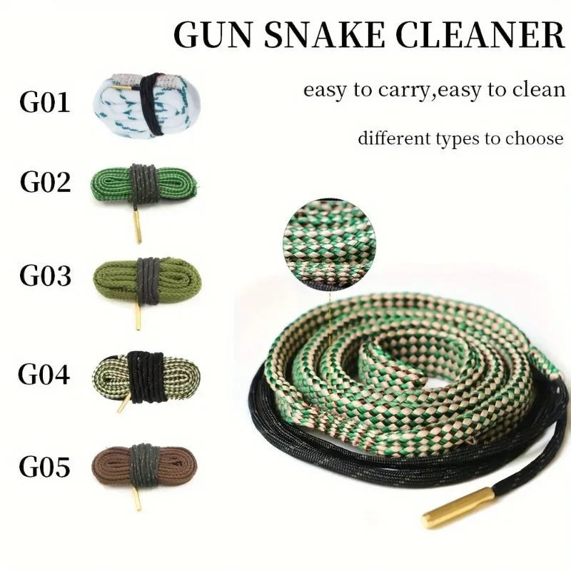 Limpador de furo para arma de caça, cobra.22 cal.223 cal.38 cal & 5.56mm 7.62mm, kit de limpeza de rifle, ferramenta, barril de rifle, corda de cobra