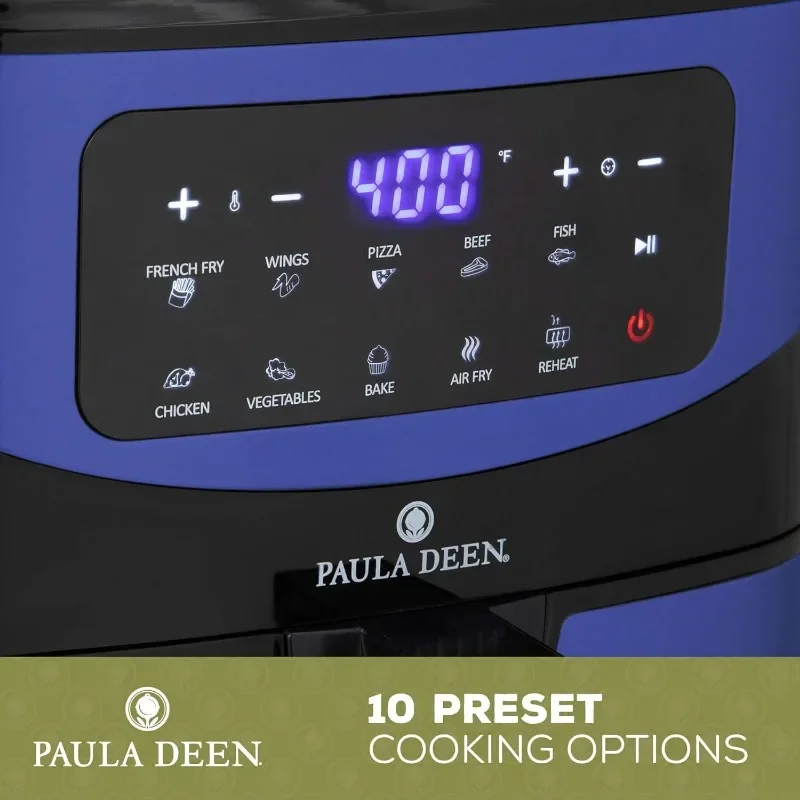 Paula deen Edelstahl 10 qt digitale Luft fritte use 1700 Watt, LED-Anzeige, 10 vor eingestellte Koch funktionen, Keramik-Antihaft beschichtung