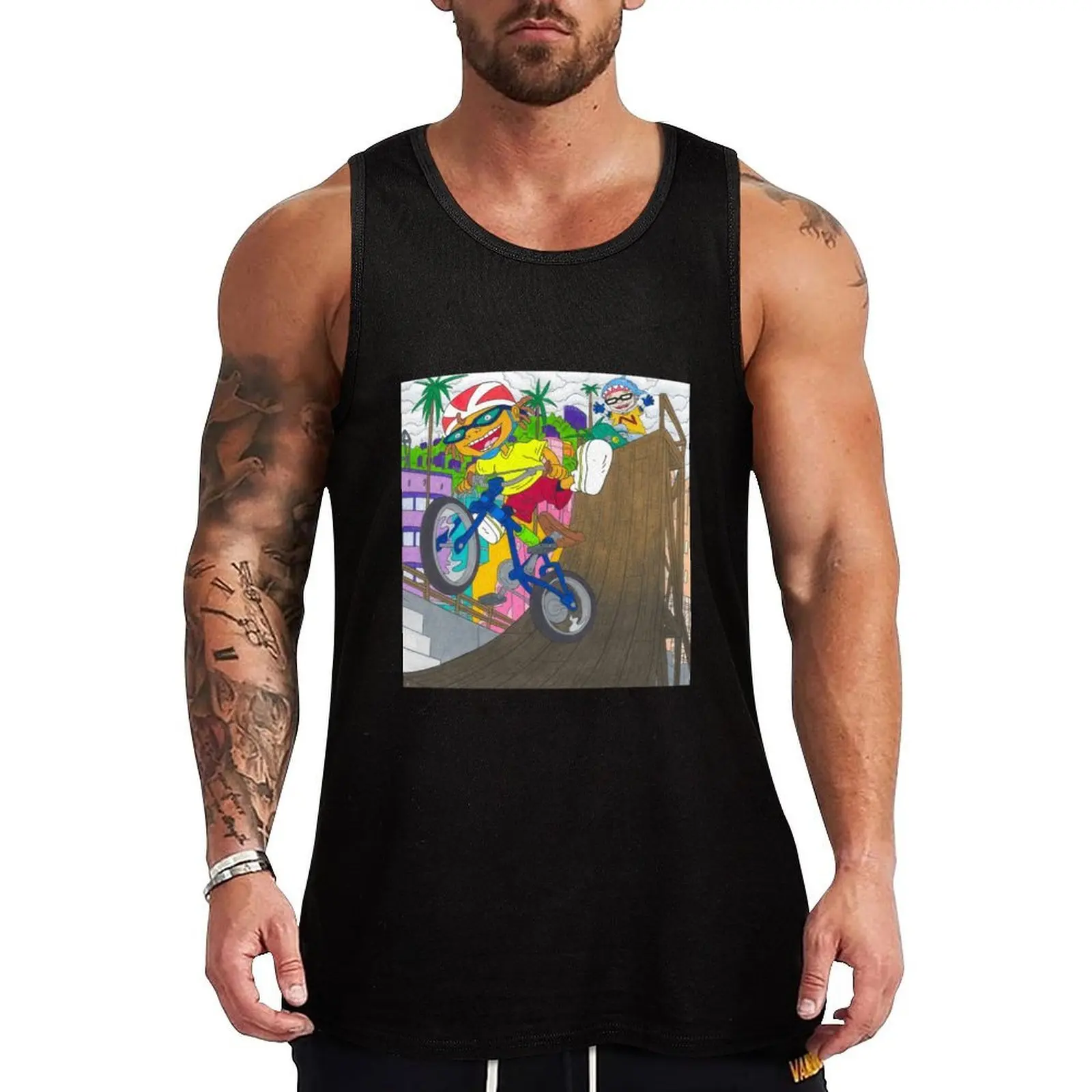 Rocket Power Otto Rocket Nickelodeon Tank Top para treino, respirável, atlético, fitness, sem mangas