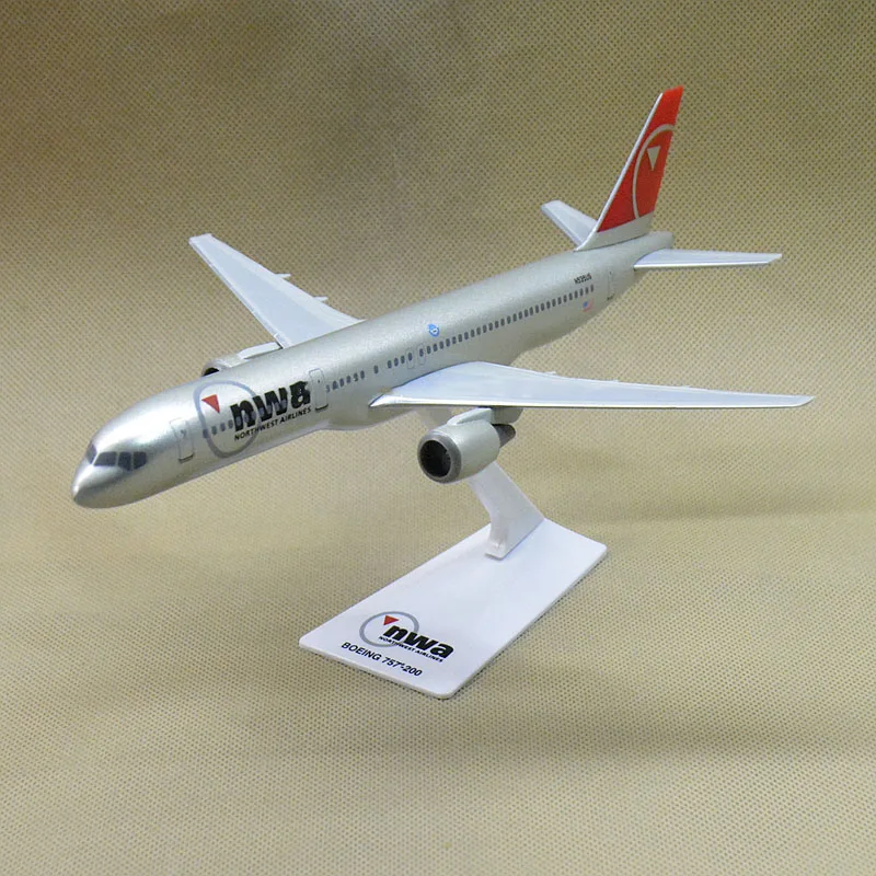 1:200 Scale Nwa B757-200 Model Northwest Airline Air Way with Base Plastic Resin Assembly Aircraft Model Toy Collection