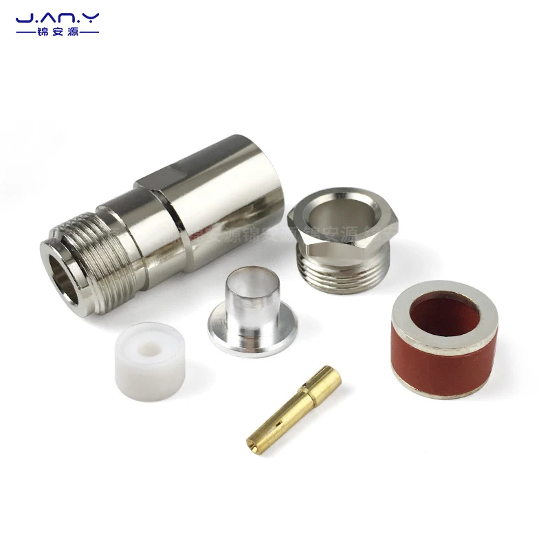 Pure copper N-type female head assembled five piece set L16 male solderless feeder assembly RF high-frequency coaxial connector