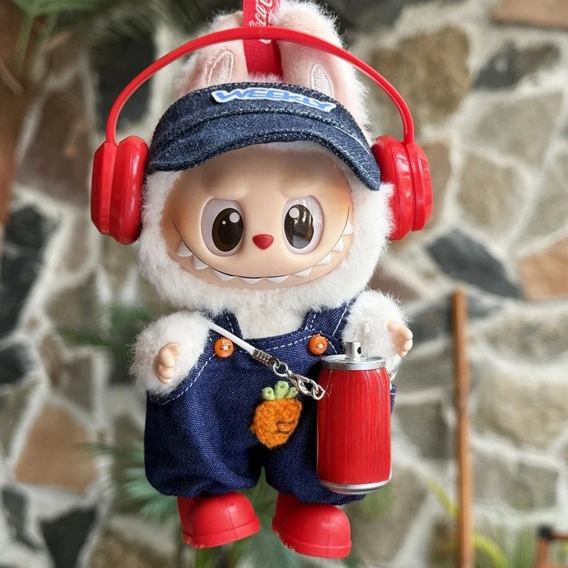 Vinyl Doll Dress-up Game for Labubu Carrot Overalls Cotton Doll Accessories Detachable Accessories Kpop Idol Doll Clothing