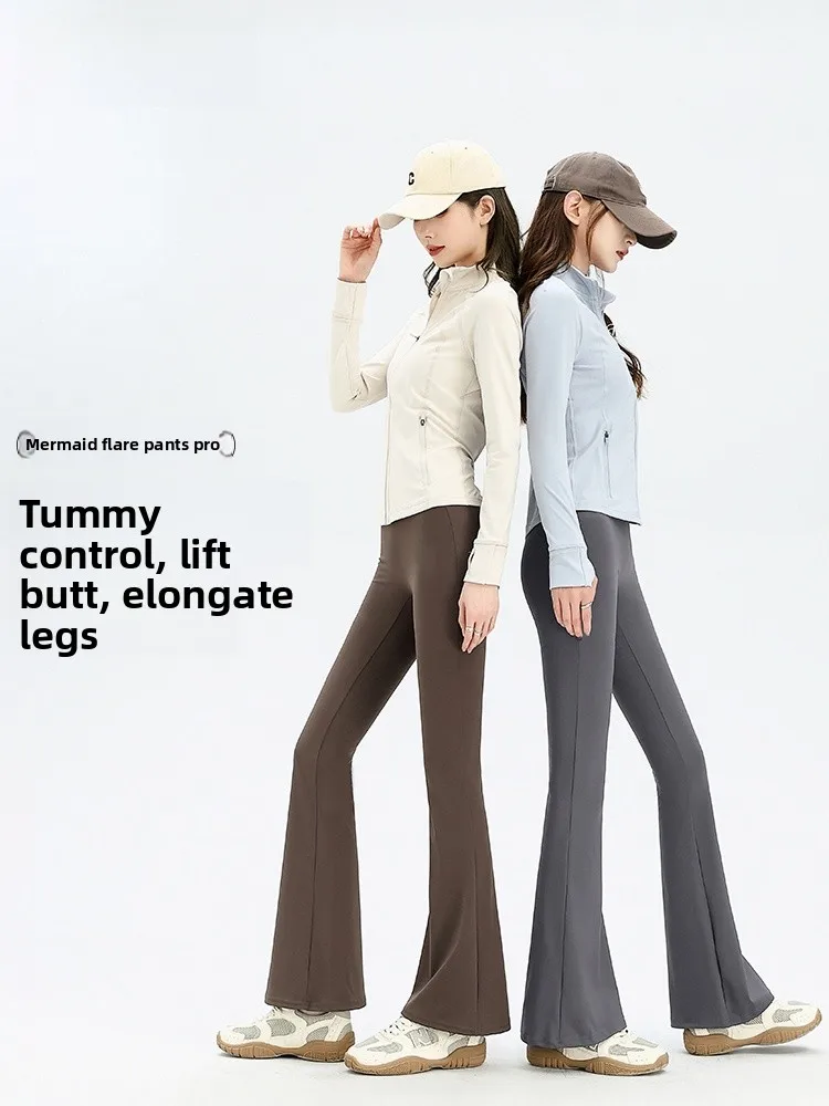 

Брюки для йоги из модала с высокой талией и контролем живота, женские весенне-осенние леггинсы-колокольчики из овчины, длинные брюки для похудения