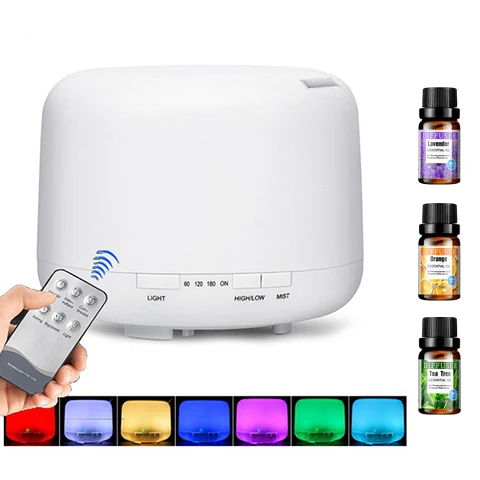300ML Essential Oil Diffuser with Remote Control & 7 Color LED Lights - Aromatherapy Humidifier with 3  Oils for /Office