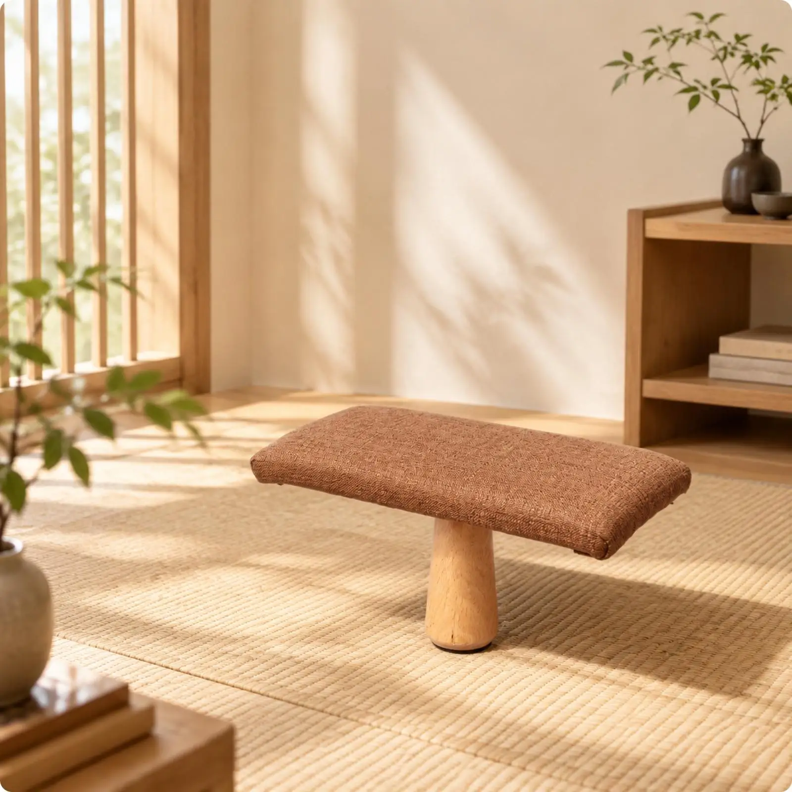 Sturdy Solid Wood Kneeling Bench Padded Meditation Stool Compact Design for Daily Mindful Routine Practice