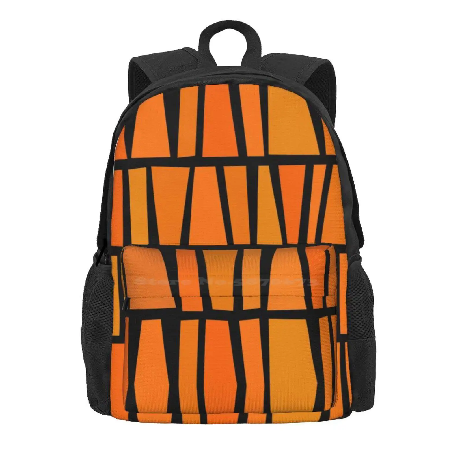 African Inspired Orange Domino Tribal Pattern Hot Sale Schoolbag Backpack Fashion Bags Dominoes Tribal Ethnic African Pattern