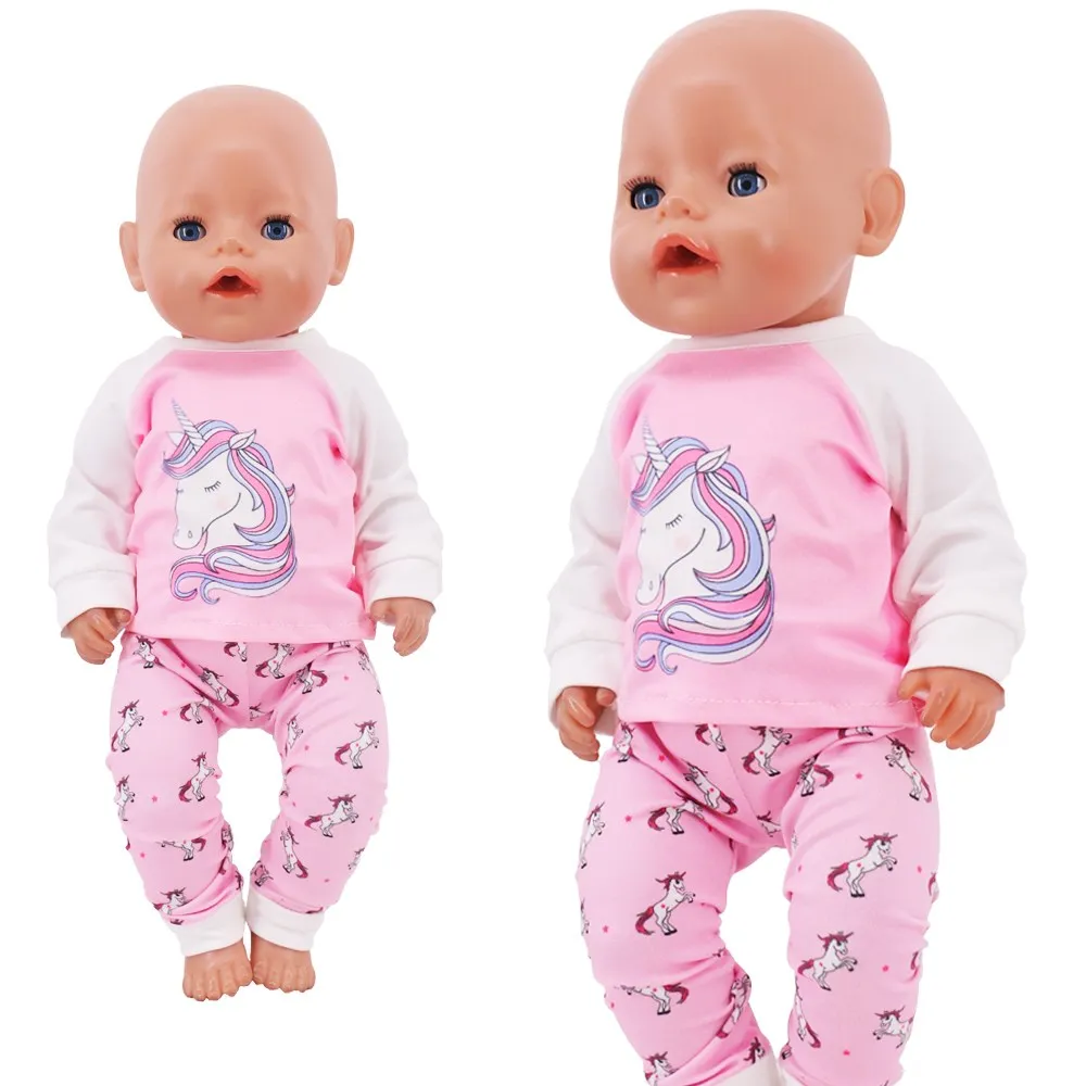 2Pcs Long Sleeved Pajamas Cute Bunny Doll Clothes For 18 Inch Girl Doll Gift 43 Cm Reborn Baby Doll Clothes Accessories Items To