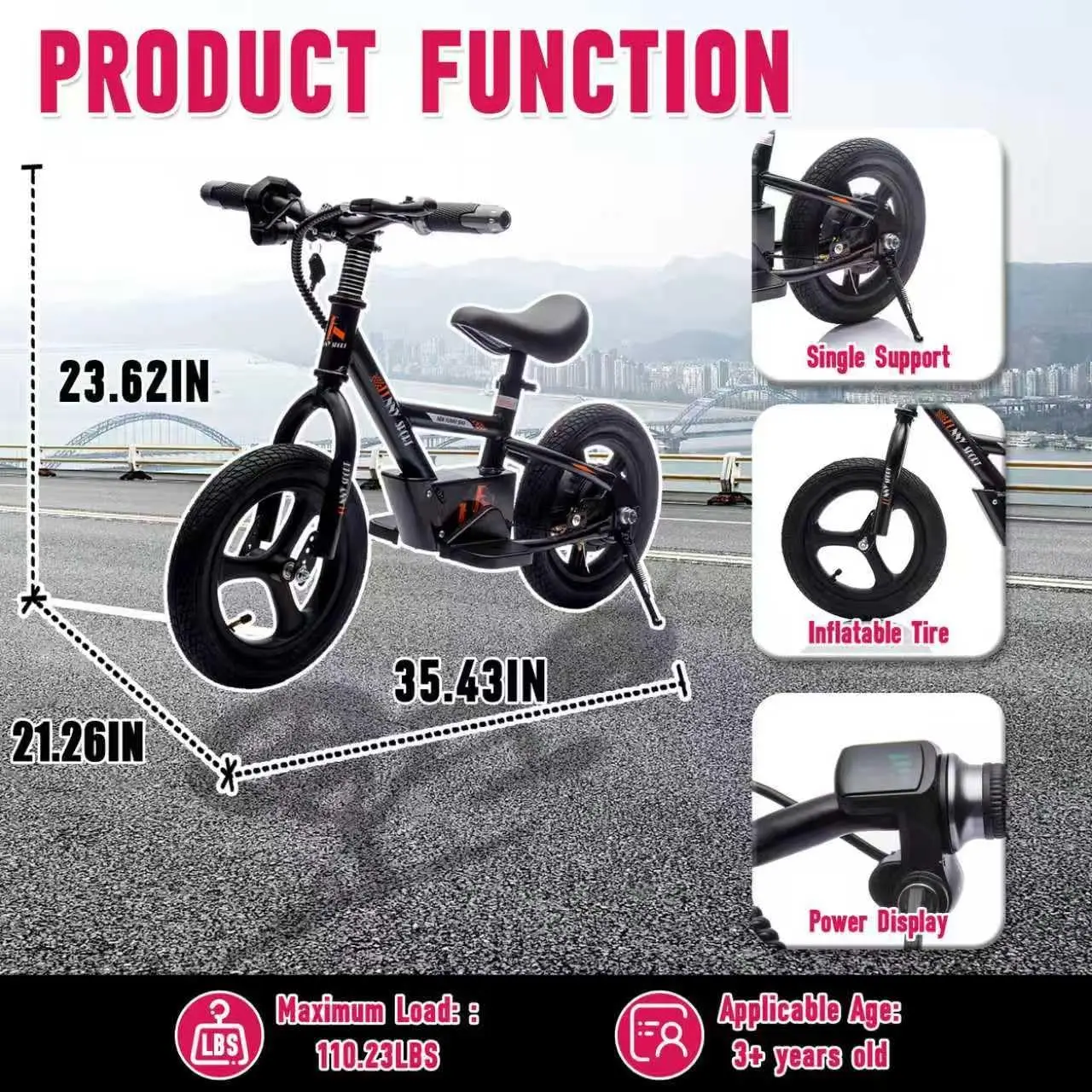 24V Kids Ride On Electric Dirt Bike 150W Lightweight Electric Motorcycle Height Adjustable PU Seater Power Display Key Start