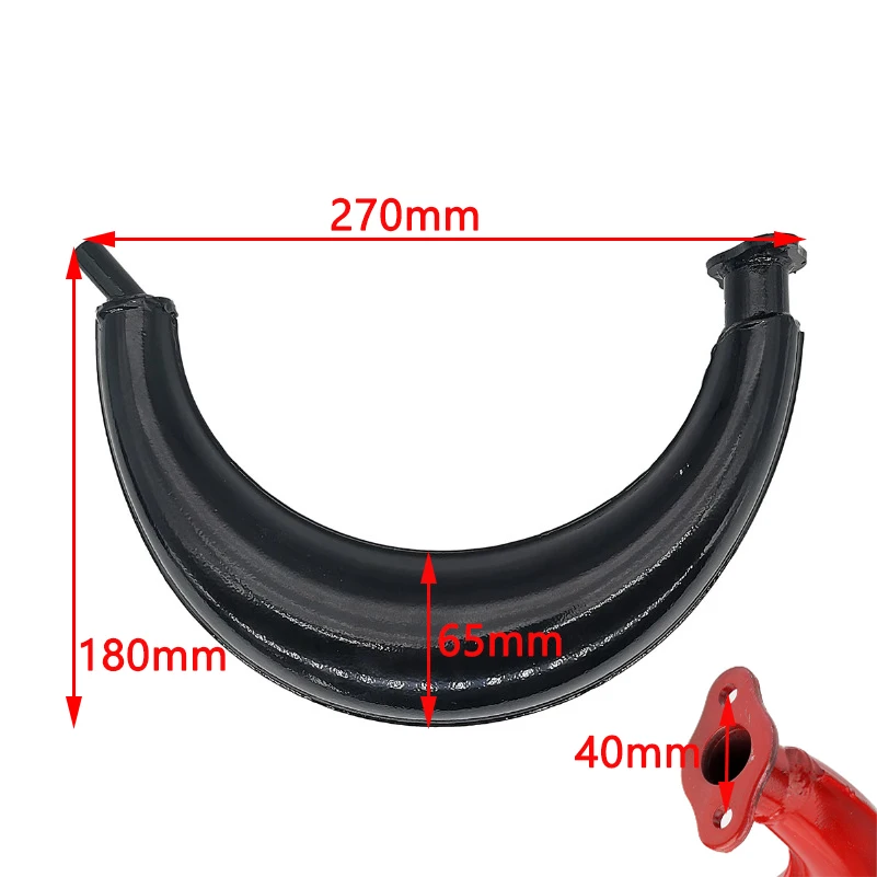 Mini motorcycle bicycle accessories 2-stroke 50CC-80CC banana exhaust pipe muffler chimney iron exhaust