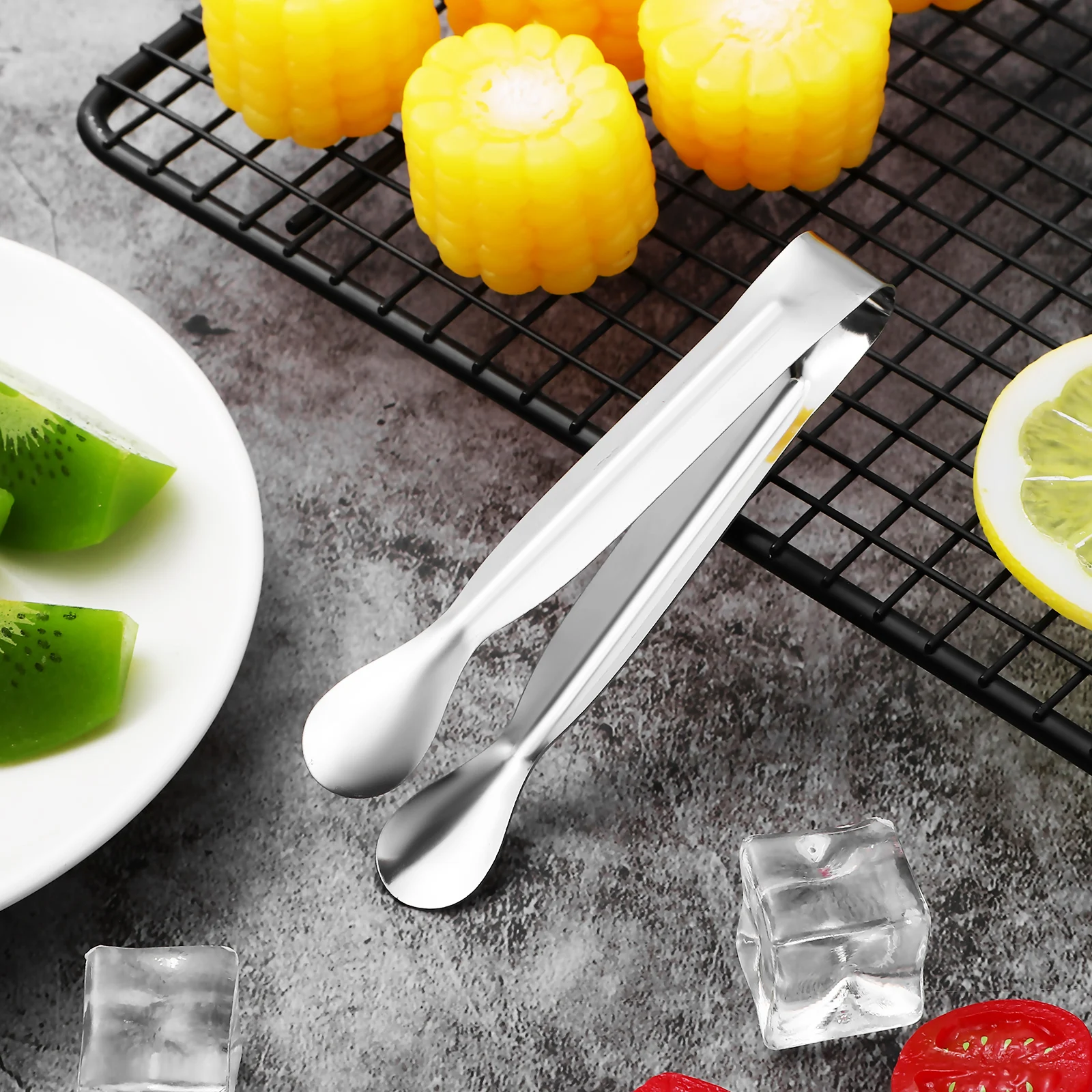 

Stainless Steel Serving 5Inch Mini Food Clamps Salad Ice Sugar Appetizer Tongs Bbq Camping Kitchen Tools Small Metal Tongs