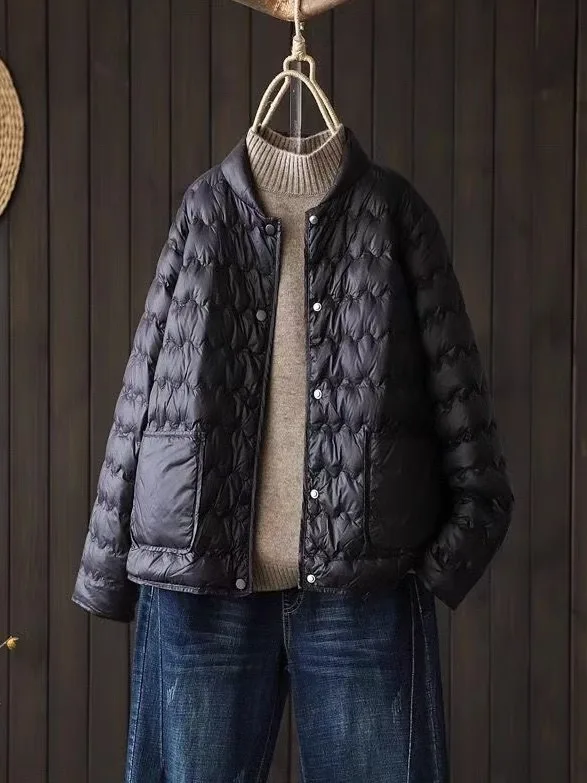 

Lightweight ort Puffer Jaet for Women Stand Collar Loose plus Size Warm Outerwear Commute Sle Long Sve Winter Coat