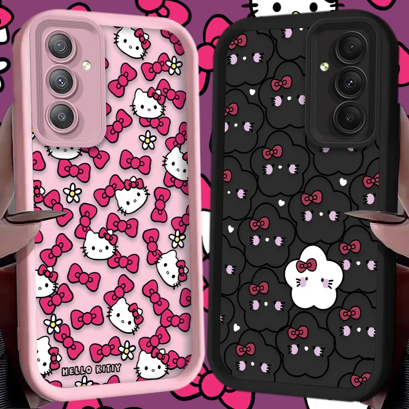 Sanrio Hello Kitty Bowknot Phone Case for Samsung Galaxy S24 Ultra S23 S22 S21 Plus FE A54 A34 A14 A73 A53 A33 Silicone Cover