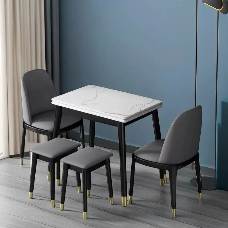Slate folding household small apartment solid wood retractable dining table rectangular space saving