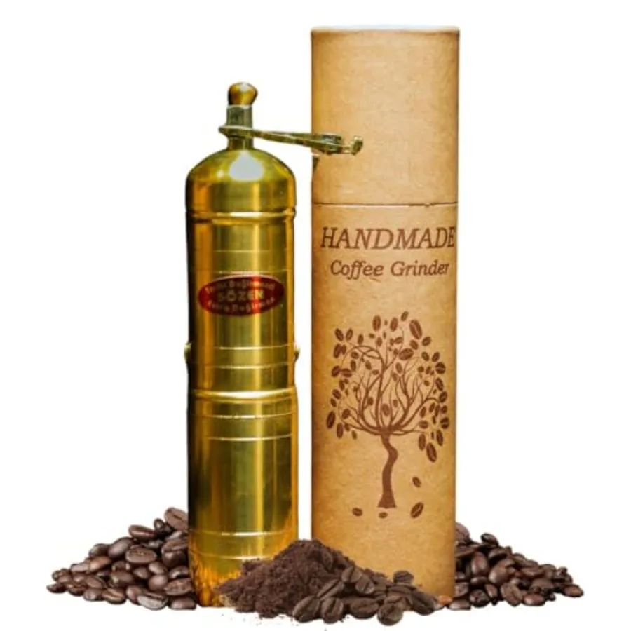 

Ручная кофемолка Sozen 7 дюймов, латунная, с ручным приводом, для турецкого кофе, френч-пресса, эспрессо, для кемпинга и домашнего использования, портативная