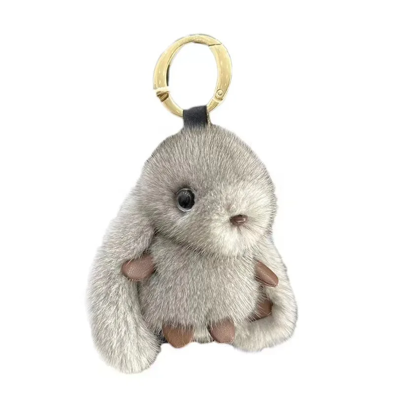 Artificial Mink Fur Small Rabbit Plush Pendant Car Keychain Pendant High-end Plush Schoolbag Charm Birthday Gift