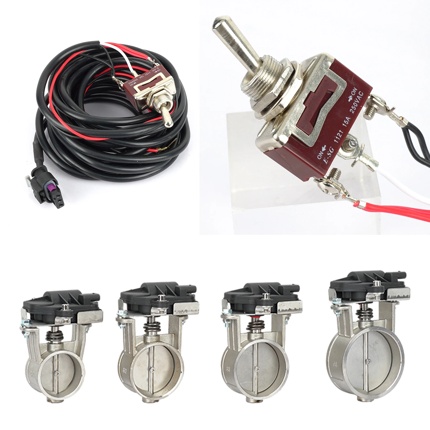 *for-Universal 12V Electric Exhaust Cutout Valve Kit Valvetronic Muffler with Control Valved Cat Back Exhaust System