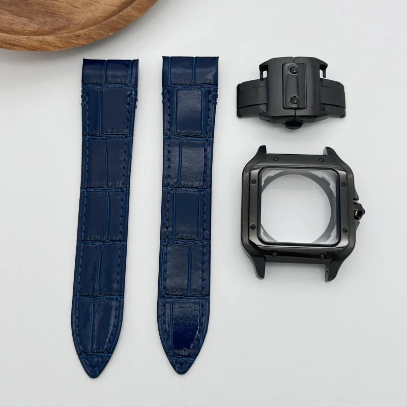 Kwadratowa złota koperta zegarka 38 mm, skórzany pasek do zegarka Sandoz NH36 NH35 NH70, mechanizm do modyfikacji zegarka z tarczą 27 mm i wskazówkami.