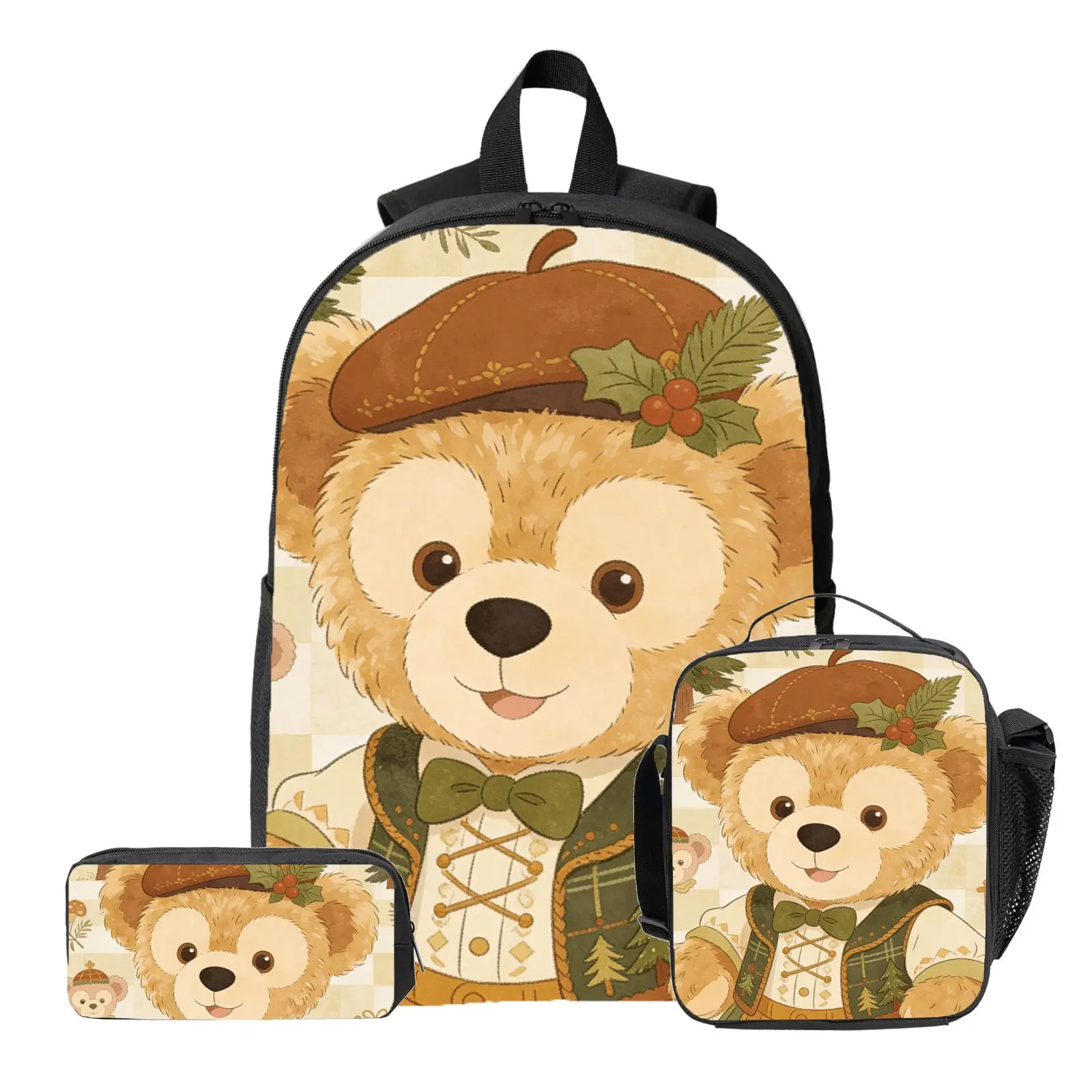 

Набор из 3 предметов: милый рюкзак в стиле Даффи, пенал, сумка для обеда, высококачественная стильная повседневная сумка через плечо для ежедневного использования.