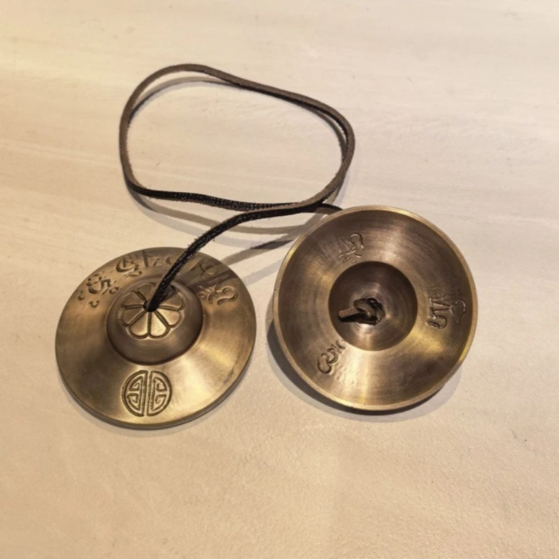 Nepalese Tinkle Bell Handmade Brass Hand Bell Portable Yoga Meditation Clapper Bells Sound Healing Musical Instrument Percussion