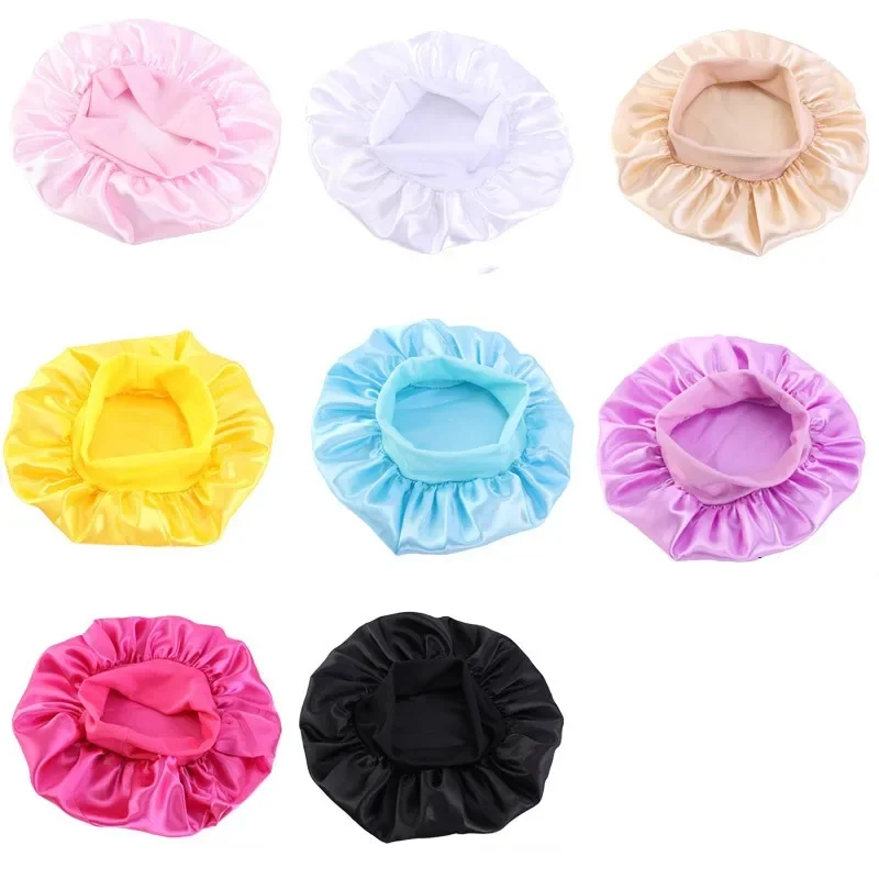 Baby Kids Satin Wide Band Sleeping Hat Night Cap Hair Care Beanie Turban Bonnet Children Girls Head wrap Scarf Bandana Headwear