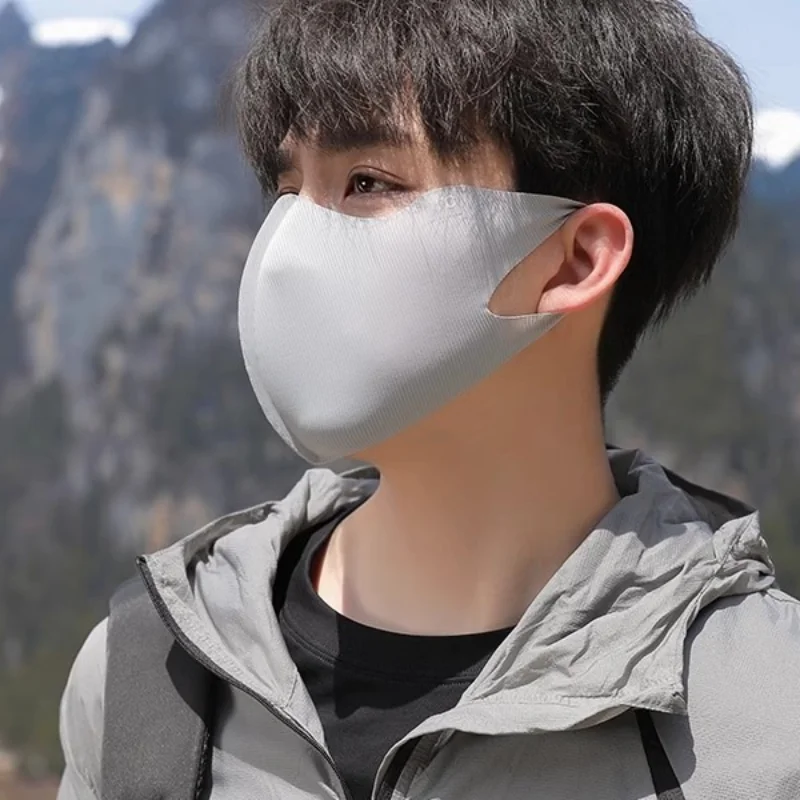 

Дышащая крышка для лица из ледяного шелка, УФ-защита для лица, моющаяся многоразовая защита от солнца, мужская уличная УФ-солнцезащитная маска для лица