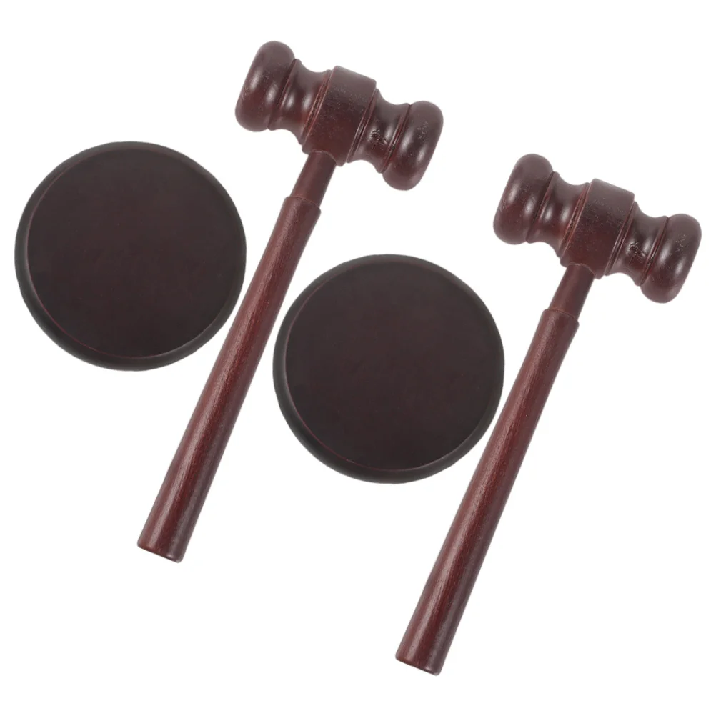 

2Set Judge Hammer Wooden Gavel Set for Kids Coffee Color Educational Role Play Game Mini Gavel and Sound Block Childrens Justice