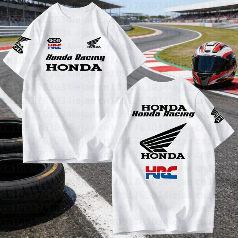 

2025-26 Summer Honda Fashion Moto Honda Graphic Work Clothes 100% Cotton Printed T-shirt Loose Casual Comfortable and Breathable