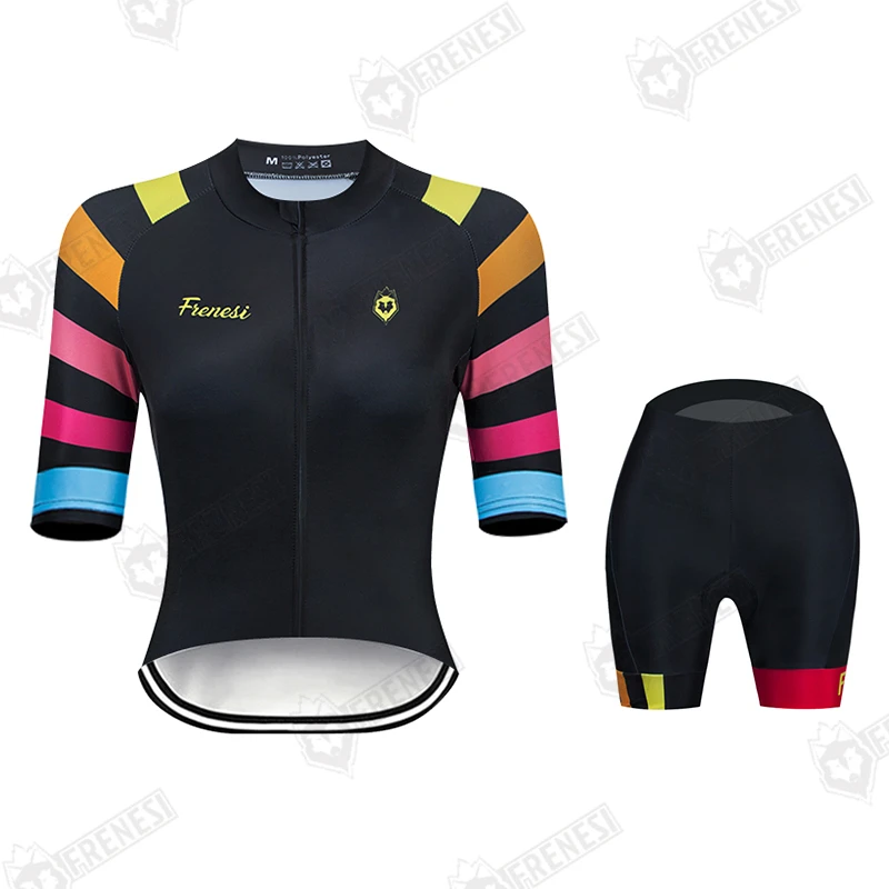 Frenesi Cycling Jersey Sets Bicycle Women's Summer Color Short Sleeve Bib Shorts Pants Mtb Male Pro Team Uniform Cycle Clothing