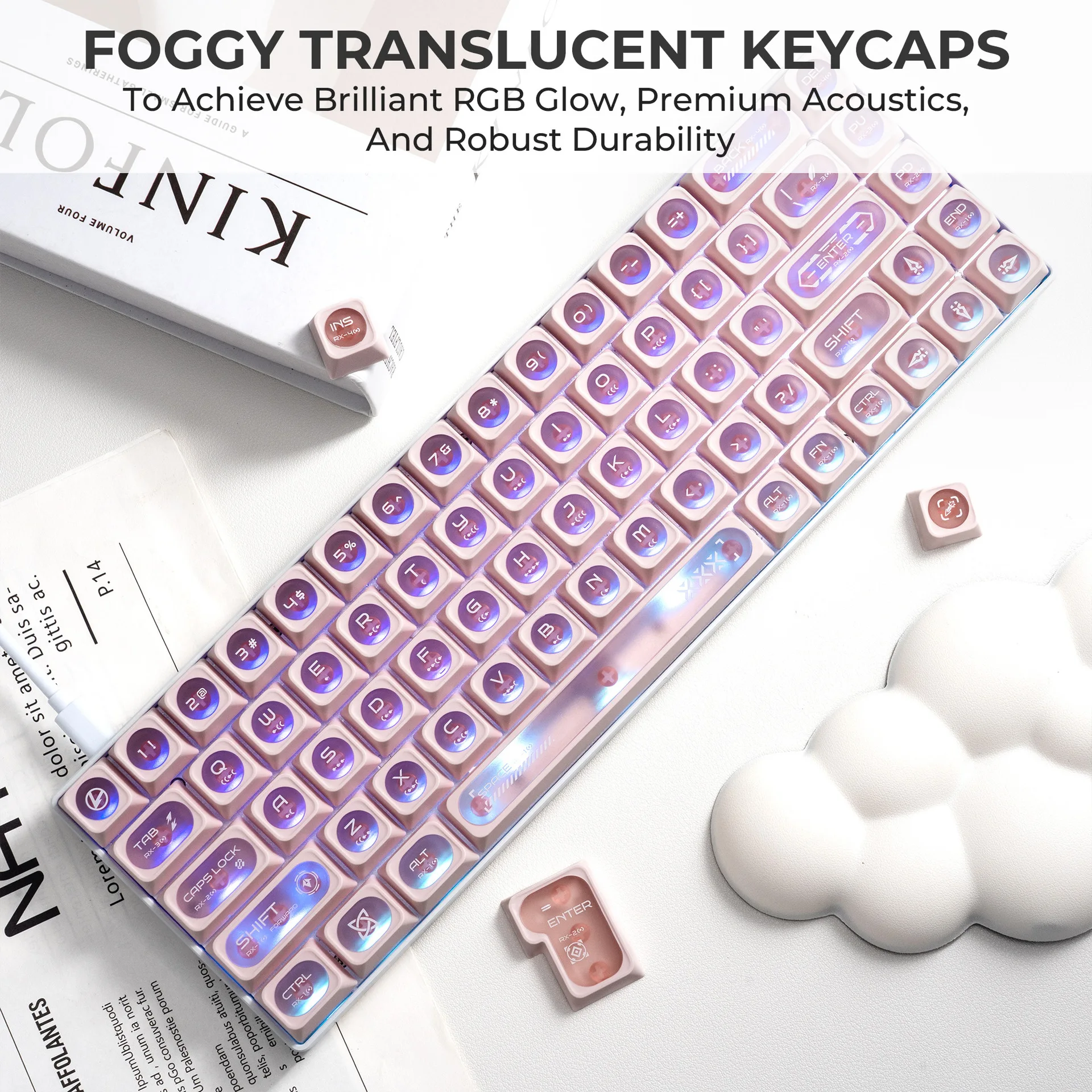 White opal max keycap magnetic axis mechanical keyboard suitable for customized DIY trend peripherals
