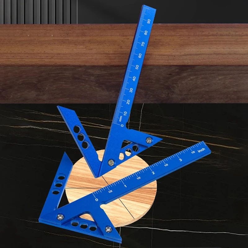 Center Scribe Measuring Tool,Woodworking Line Calibers Gauge,45/90 Degree Right Angle Line Gauge Carpenter Ruler