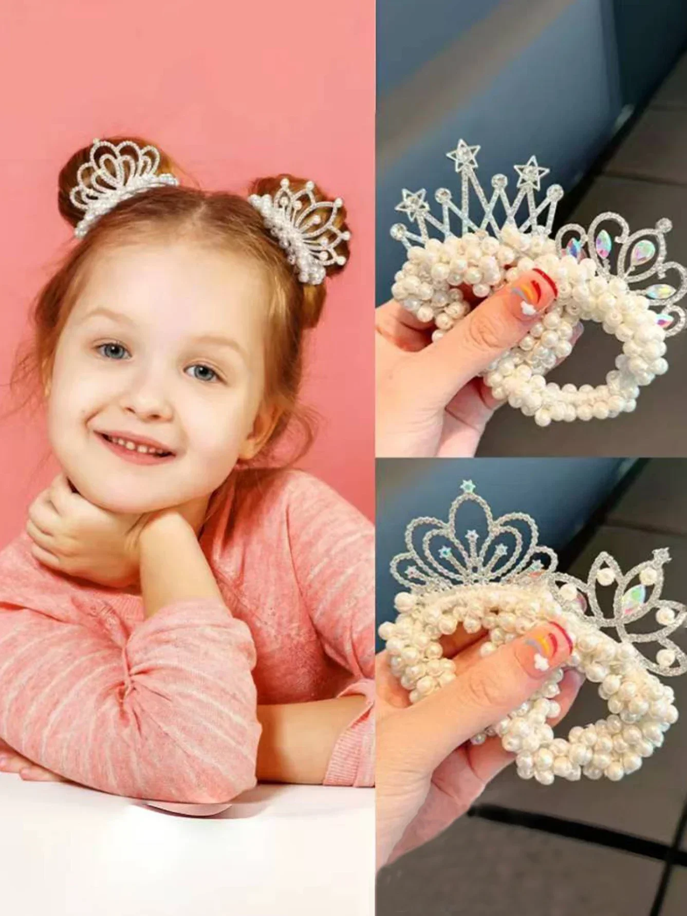 Headwear Fashion Elastic Rubber Bands Ponytail Holders Girls Women Hair Styling Accessories for Pearl Crown Princess Hair Bands