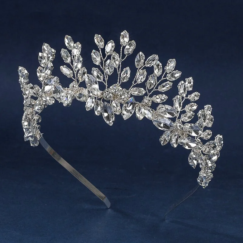 SLBRIDAL Handgefertigte Strass-Kristall-Perlen Braut-Tiara Stirnband Hochzeit Brautjungfern-Krone Frauen Mädchen Haarschmuck Accessoires – Detail 5