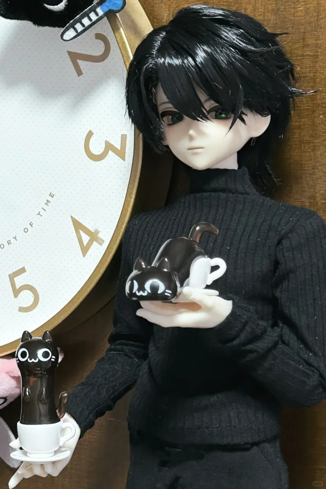 

Кошка-кафе, кофе, стильная слепая коробка, прозрачная забавная поза, экшн-фигурки, модель, коллекция игрушек, декор для рабочего стола, подарки на день рождения