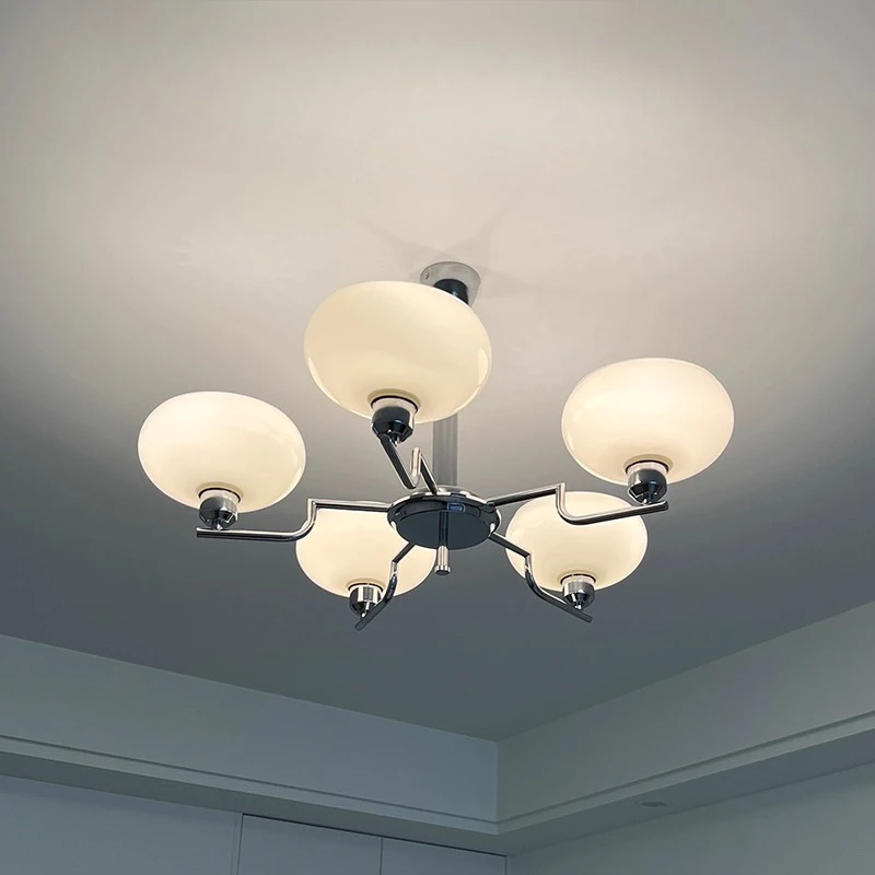 التصميم الفرنسي خمر باوهاوس الثريات LED E27 الحديد الفن كريم الرياح الزجاج قلادة ضوء غرفة المعيشة مطعم غرفة نوم الاستوديو #5