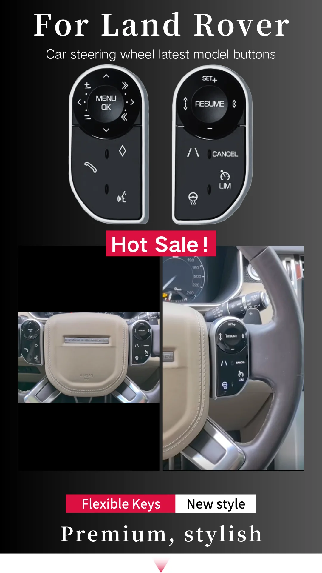 Control Keys Car Steering Wheel Touch Buttons For Land Rover Range Rover Vogue HSE Sport Discovery 5 LR5 L405 L494 2013-2017