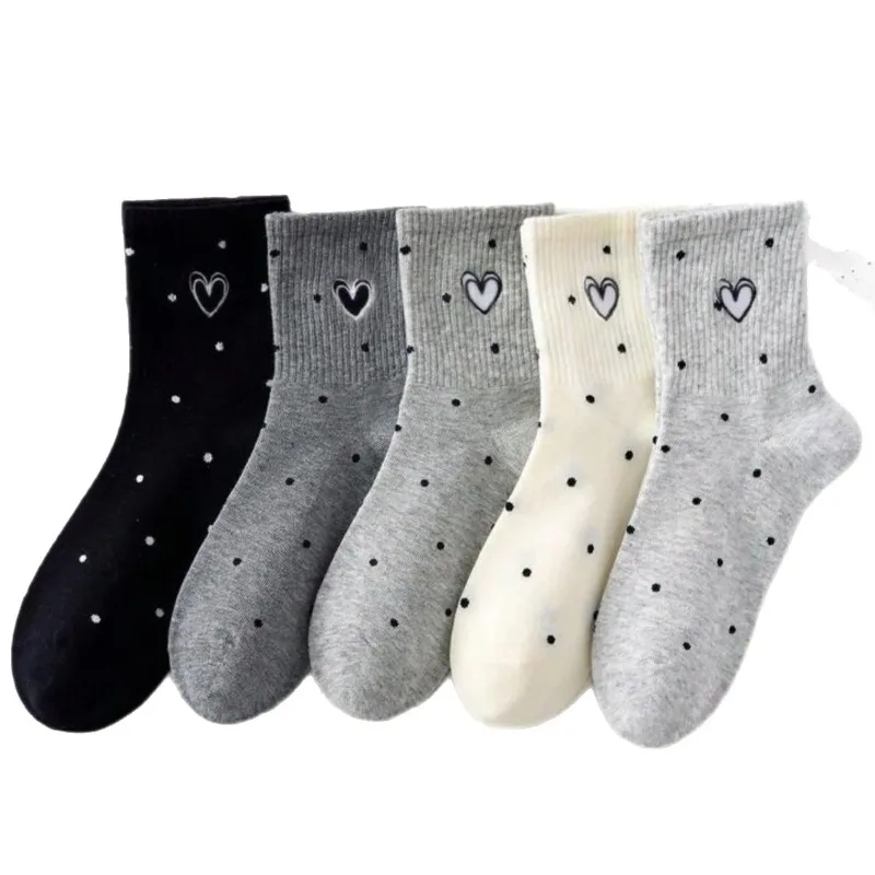 5 Pairs Women Ankle-Length Shoe Insoles Spring Summer Thin Breathable Sweat Wicking Dot Decor Sweet Ladies Short Foot Pads