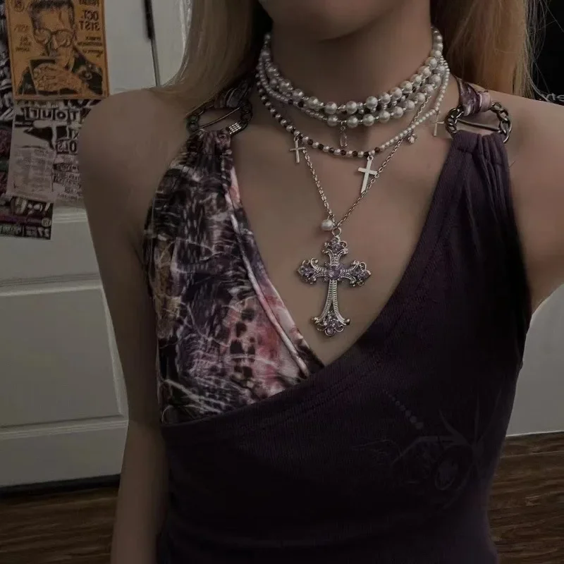 قلادة متعددة الطبقات مع سلسلة الترقوة على طراز الهيب هوب من الفولاذ المقاوم للصدأ للأزواج لارتدائها كهدية للعطلات #3