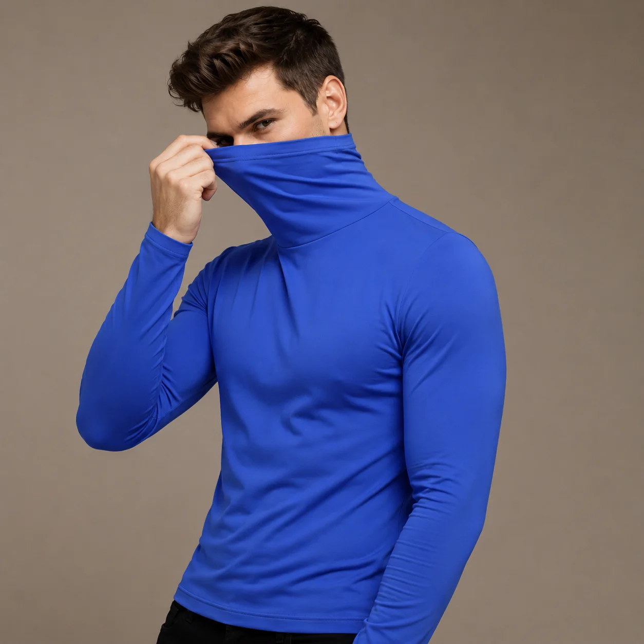 Men's Warm Thermal Turtleneck Shirt Autumn Winter Breathable Slim Fit Long Sleeve Business Casual Basic Layering Pullover Top