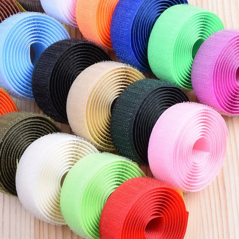 Width 20mm 22 Colors Sew On Hook and Loop Tape Fastening Nylon Fabric Tape Non-Adhesive for DIY Sewing Craft Interlocking Tape