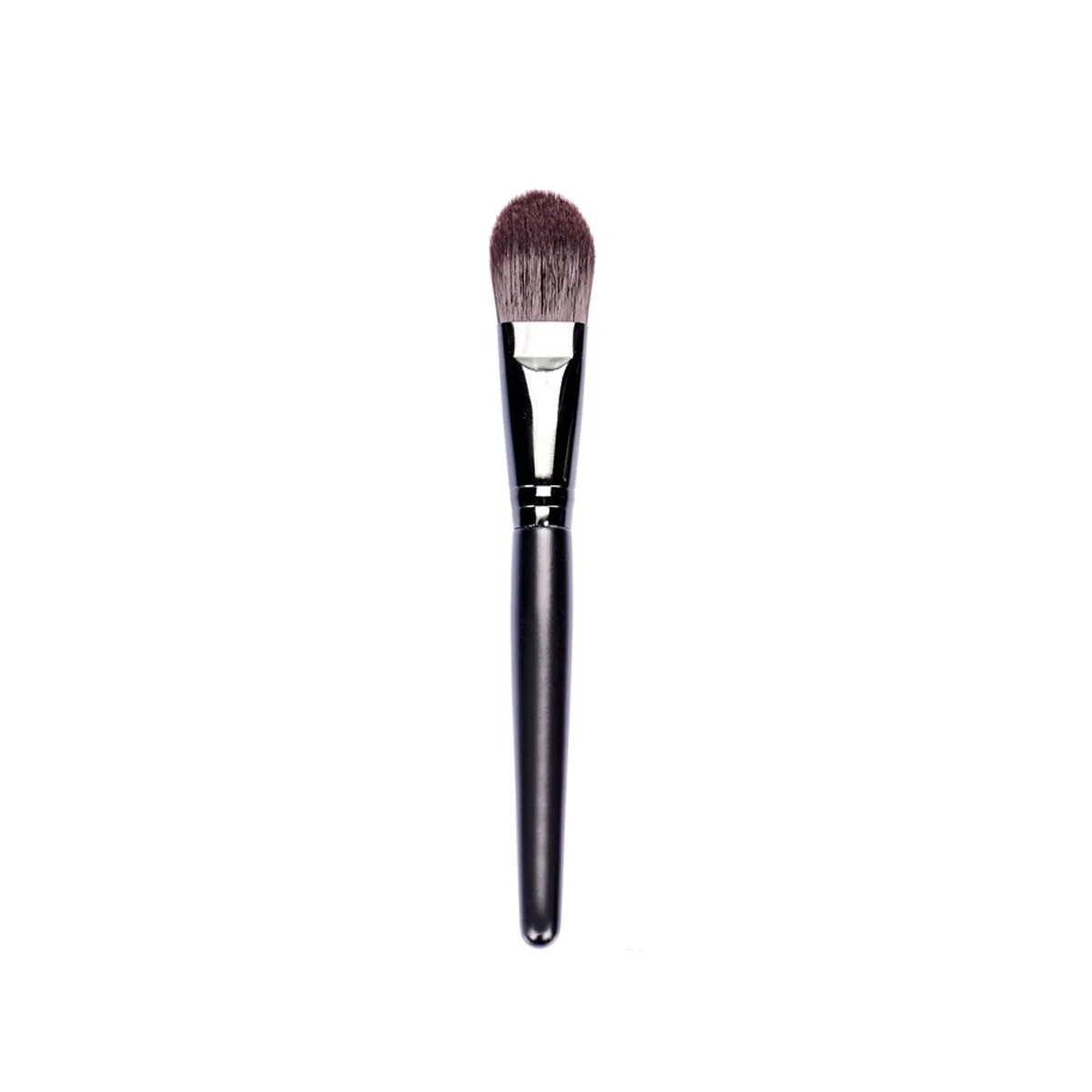Brocha para base negra, brocha para polvos húmedos con mango de madera, brocha para base líquida, brocha para maquillaje, brocha para máscara, brocha para máscara de barro,