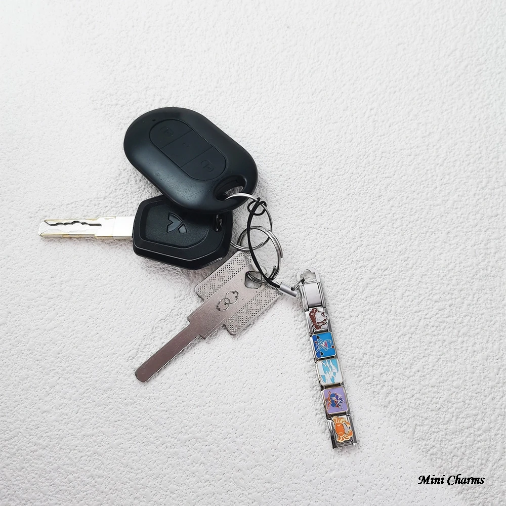 Bunter Foto-Seil-Schlüsselanhänger, passend für 9mm italienische Charms, Edelstahl, DIY-Perlen-Charm, modischer Schmuck für Damen und Herren, Geschenke – Detail 4