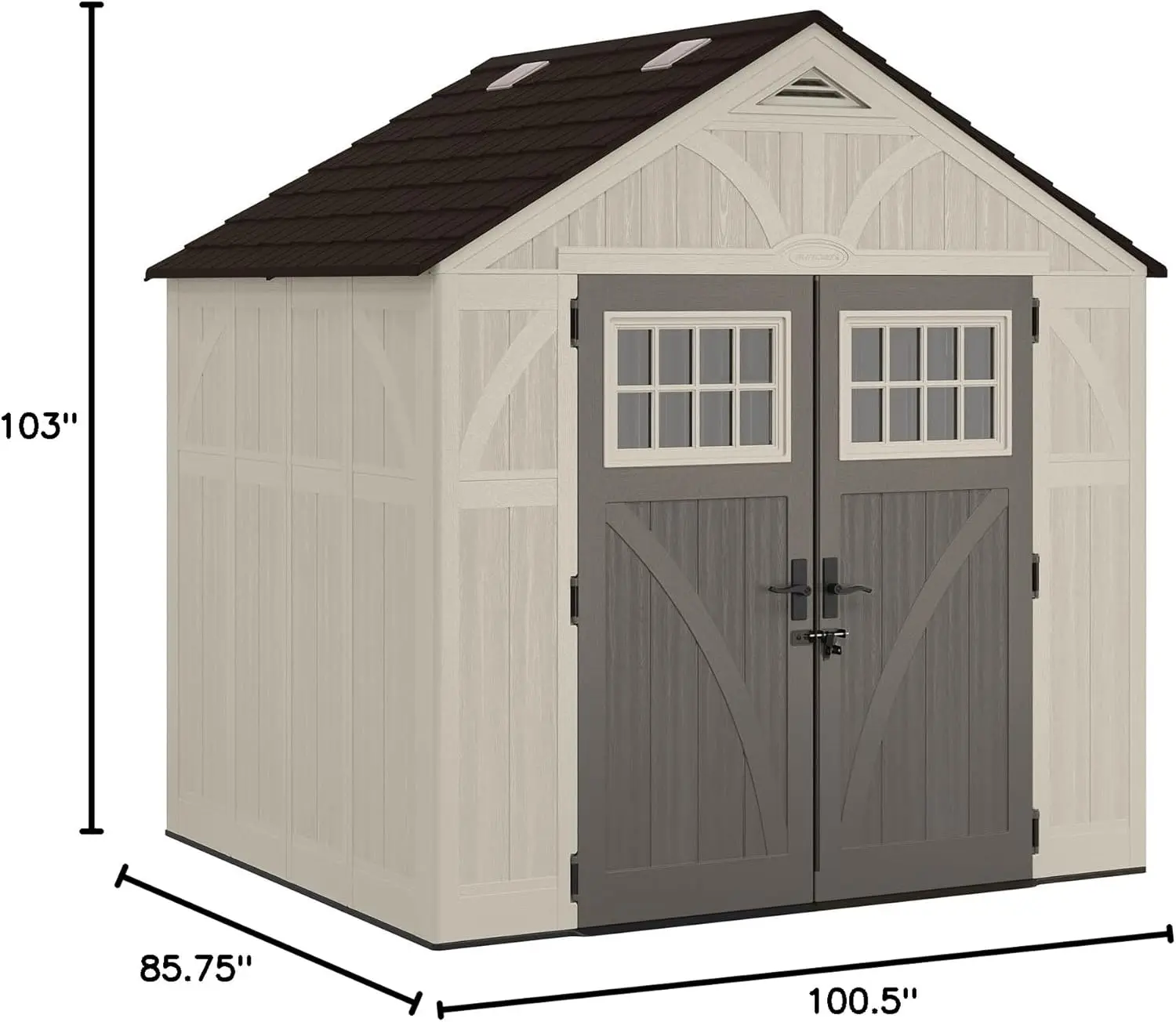 8' x 7' Heavy-Duty Resin Tremont Storage Shed with Reinforced Floor, Skylights for Natural Light, Lockable Double Doors, Cream